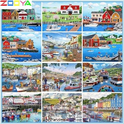 5D Diy Diamond Painting Seaside New Arrivals Diamond Embroidery Ship Landscape Cross Stitch Rhinestones Art Decoration Homelx924