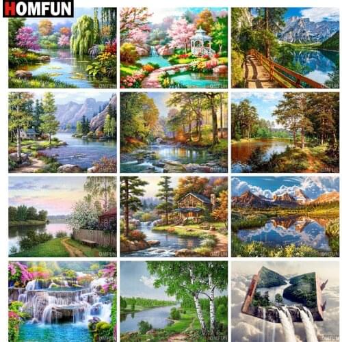 HOMFUN Diamond Painting Full Square/Round Diamond "beautiful scenery" Pattern Embroidery Cross Stitch 5D Rhinestone Painting