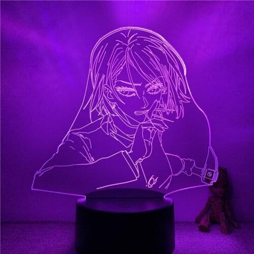 Anime Jujutsu Kaisen Kugisaki Nobara Fighting Action Figure 3D Nightlight 7 Colors Touch Optical Illusion Table Lamp Gift Decor