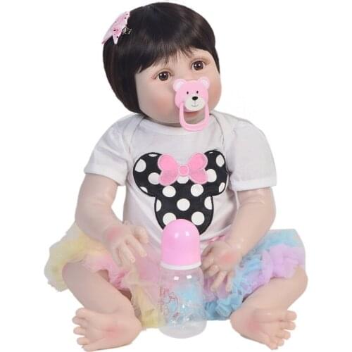 Bebes reborn toys girl body full silicone reborn baby doll 23"57cm baby toddler doll reborn can bathe boneca reborn