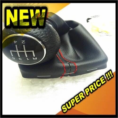 Free Shipping For Audi A3 S3 2001 2002 2003 New 5 Speed Car Gear Shift Knob With PU Leather Giator With Red Line 8L0863278BN 6BN