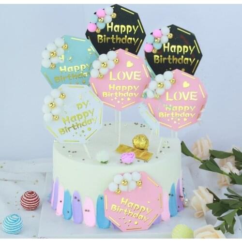 1pc Glitter Happy Birthday Cake Topper Paper Letter Gold Silver Cake Top Flag Decoration for Boy Birthday Party Wedding Supplies