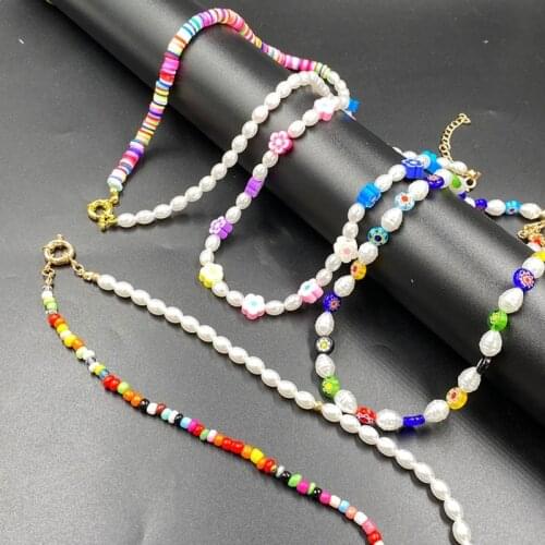 Boho Beads Choker Colorful Beaded Choker 4 Pieces Set for Women Jewelry Adjustable Necklace 18" in Length Best Gifts