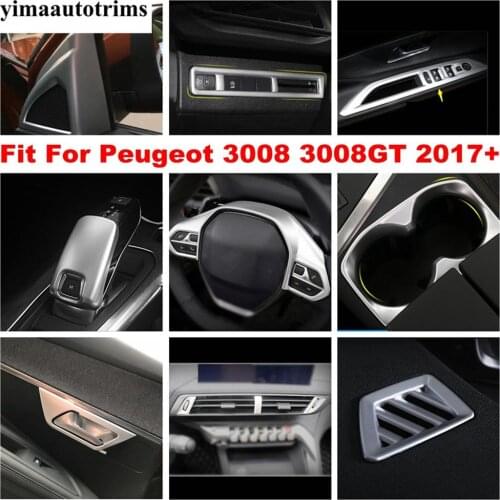For Peugeot 3008 3008GT 2017 - 2021 Inner Car Door Pull Doorknob Handle Hand-clasping Bowl Cover Trim Carbon Fiber / Matte Kit