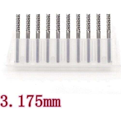 PCB Milling Cutter 3.175mm Tungsten Carbide Milling Cutter 10PCS Carpentry Walkthrough/Left Milling Cutter/CNC Router Tools