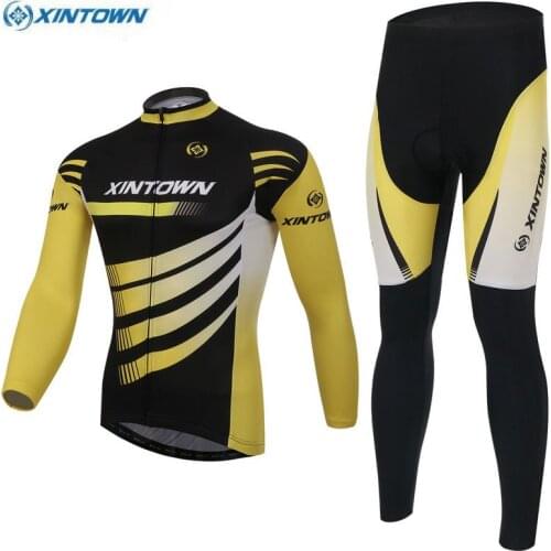 XINTOWN Mens Clothing Set Ropa Ciclismo MTB Bike Bicycle Long Sleeve Cycling Jersey BIB Pants Sets Size S-4XL