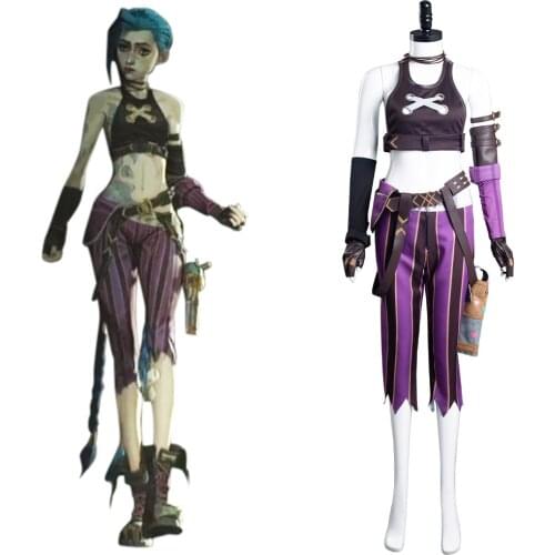 LoL Jinx Cosplay Costume Uniform Outfits Halloween Carnival Suit