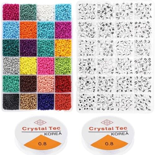 Round Pony Beads and Loose Letter Bead Accessories Kit DIY Bracelets Anklet Bangles Jewelry Making Earring Friendship Bracelet