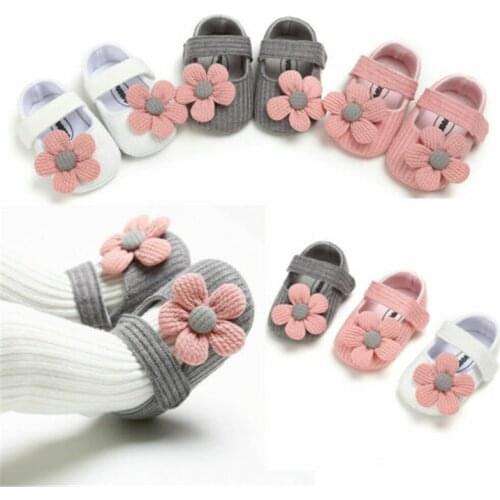 Summer Newborn Baby Girl Shoes Soft Bottom Flowers Cotton Non-Slip Toddler Crib Footwear