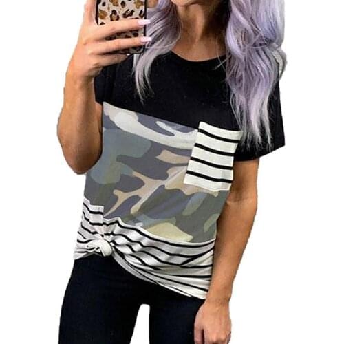 Summer Female Casual T-shirt Stylish Short Sleeve Breathable Cotton O Neck Leopard Patchwork Loose Tee Shirts