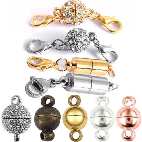 5pcs Round Ball Magnetic Clasps for leather Cord Bracelet 16x10mm 12x6mm Magnet Buckle Connector for DIY Jewelry Making Findings