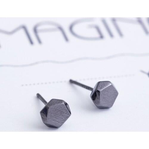 Fashion Trends Black Solid Geometric Stud Earrings Simple Earrings Womens Fine Jewelry Anniversary Gifts