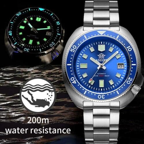 ADDIES Automatic Watch Men Stainless Steel Dive Watches NH35 Sapphire Crystal Mechanical Watch Men 200M C3 Luminous Diver Watch