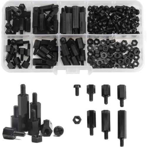 180Pcs m3 Nylon Standoff Kit Male to Female M3 Length 6-20m black Nylon Standoff Spacer kit