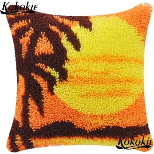 Threads embroidery latch hook rug pillow kits cross stitch cartoon printed cushion mat Crocheting Rug Yarn Needlework set