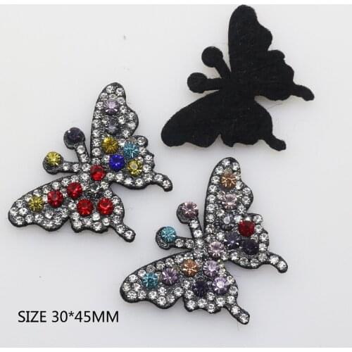 New 10Pcs/Lot Buttons 1.2"*1.8" Butterfly Rhinestones Diamante Crystal button wedding decoration Collocation Diy Accessories