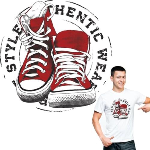 Retro Shoes Pattern Thermal Patches Clothing T-Shirt Dresses New Design Diy Thermal Transfer Hot Tear Appliques