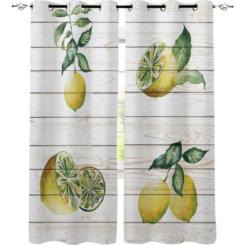 Fruit Lemon Wooden Board Texture Window Curtain Bedroom Kitchen Living Room Decoration Items Window Curtains for Living Room