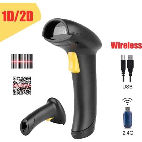 Portable Barcode Scanner Wireless Data Matrix Reader Bar Pistool Multi Language Keyboard USB 1D 2D QR Code Supermarket POS