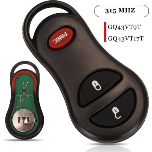 Jingyuqin 10pcs 3 Buttons 315Mhz Remote key For Dodge Jeep fit Chrysler Concorde 300M 2001-2004 GQ43VT17T GQ43VT9T