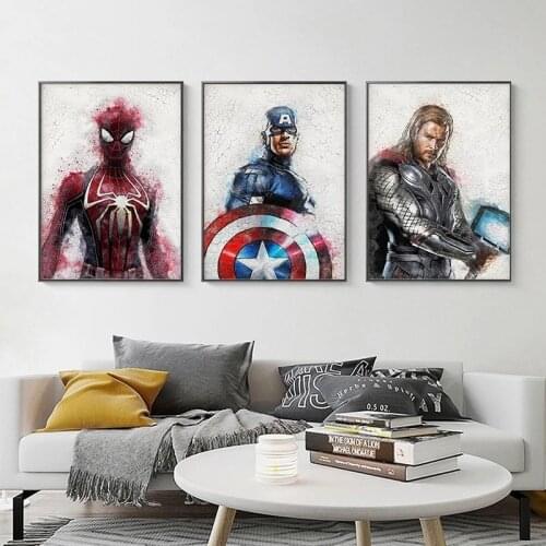 Marvel Superheld Avengers Poster Print Iron Man Aquarel Canvas Painting Wall Art Picture Living Room Mural Home Decor Cuadros