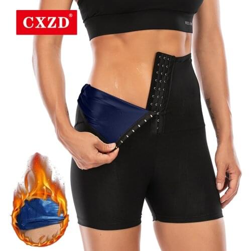 CXZD 2021 Body Shaper Pants Sauna Shapers Hot Sweat Effect Slimming Fitness Short Shapewear Workout Gym Leggings Fitness Pants