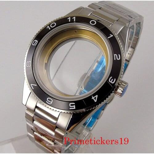 High quality 41mm corgeut stainless steel watch case watch bracelet fit ETA 2836 miyota automatic movement glass back