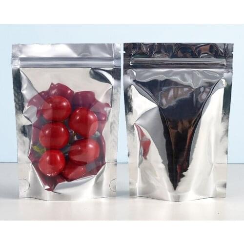Reclosable Clear Front Ziplock Package Plastic Bag Stand Up Aluminum Foil Zipper Closure Doypack Candy Tea Pouches