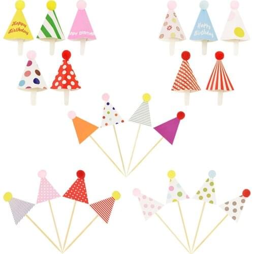 1Set Tricorne Hat Toppers DIY Princess Party Decoration For Cake For Children Happy Birthday Cake Topper Baking Wedding Supplies
