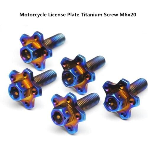 4 pcs Motorcycle license plate titanium screw m6x20mm license certificate titanium bolt