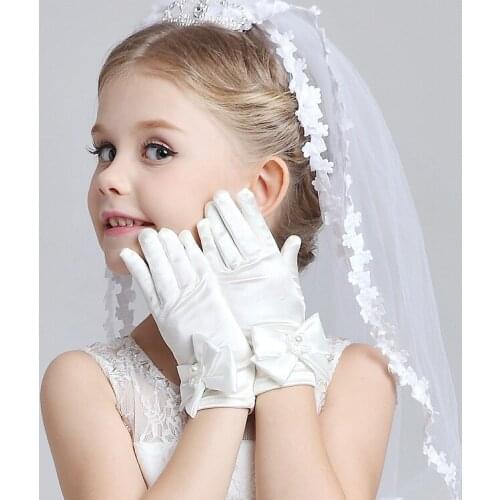 5pair/lot Baby bow gloves white pink girl birthday party wear gloves Child imitation Gloves Anyongzu Baby Girls