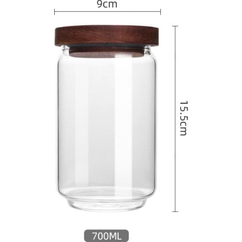 700ML Glass Jar Bottle With Wood Lid Kitchen Accessories Organizer Organization Spices And Storage Container Decor For Counter