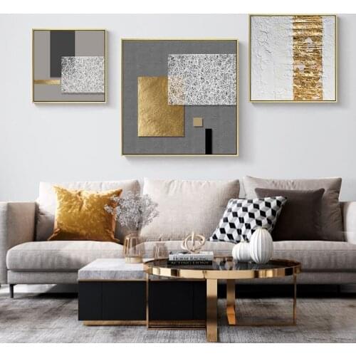 Abstract Canvas Picture Neoclassical Postmodern Gold Foil Art Canvas Painting for Decor Poster of Living Room Background Wall