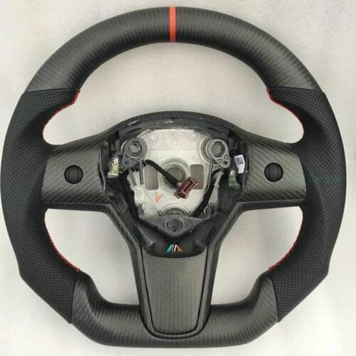 Promotion Real Carbon Fiber/Leather Steering Wheel For Tesla Model 3