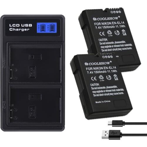 EN-EL14 Battery 1500mAh for Nikon D3100 D3200 D3300 D3400 D3500 P7000 D5600 D5100 D5200 EL14 Batterie ENEL14 Charger