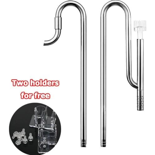 Stainless Steel Aquarium Fish Tank Filter Water Pipe with Surface Skimmer Inflow and Outflow Filtering System for Grass Planted