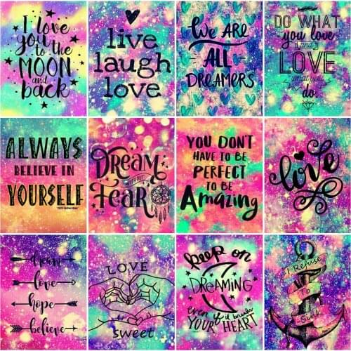 AZQSD Diamond Painting Love Text Cross Stitch Rhinestones 5D Diamond Embroidery Cartoon Mosaic Handicraft Home Decoration