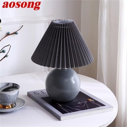 AOSONG Black Table Lamps Creative Ceramic LED Simple Desk Light for Home Decoration