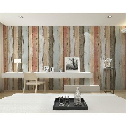 Beibehang American retro nostalgic color wooden board stripes suitable for living room bedroom bar papel de pared 3d wallpaper