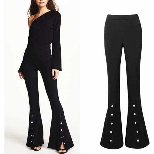 Longer Size flare pants 2020 new Fashion high waist brand England style Split was thin flare trousers