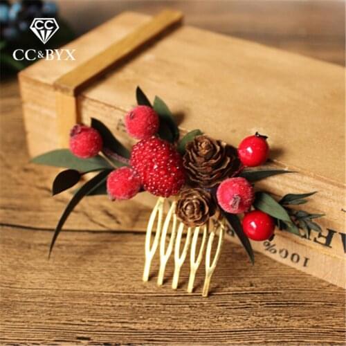 CC engagement jewelry hair combs wedding accessories bride bridesmaids 100% handmade girls headdress red flower fine gifts mq044