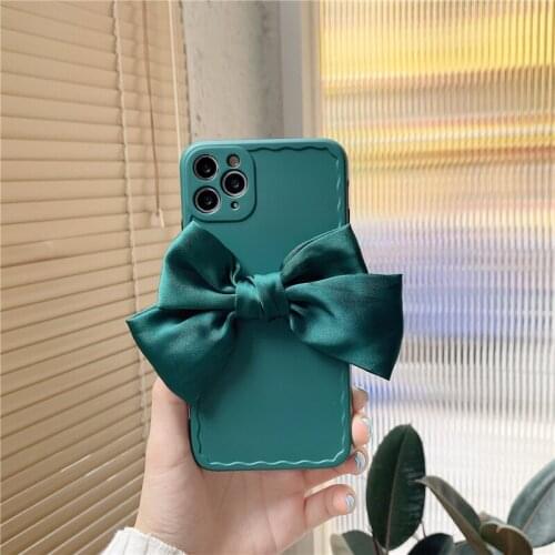 Lovely Silk bowknot phone case For iphone 12 12Pro Max 11 11Pro Max XR X XS Max SE 7 8 Plus Tassel Case silicone cover capa