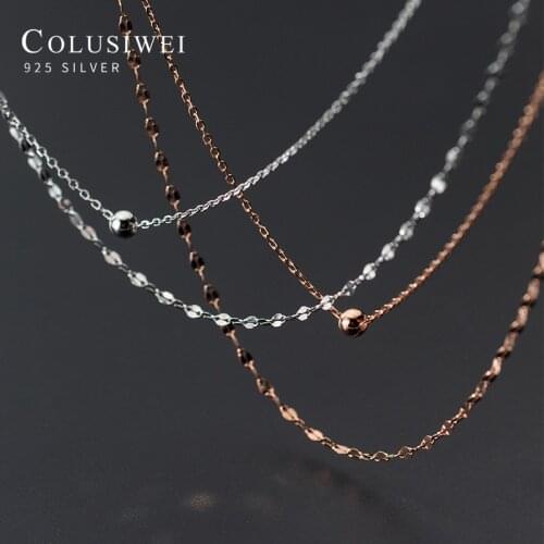 Colusiwei Classic Basic 925 Sterling Silver Light Beads Sequins Double Layer Geometric Chokers Necklace for Women Fine Jewelry