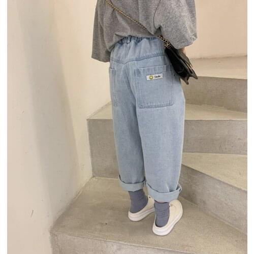 Childrens Jeans Pants 2021 New Summer Baby Girls Korean Style Denim Pants Casual Loose Solid Jeans Trousers for Girl Kids Jeans
