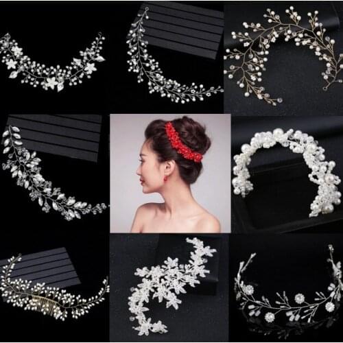 Bridal Bridesmaid Handmade Pearl Flower Hair Comb Hairbands Wedding Prom Barrettes Hair Ornaments Women Accessories Jewelry
