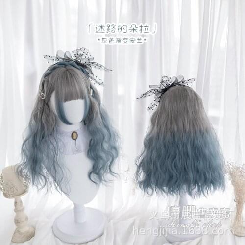 Heng Ji Lolita Princess Cut "Lost Dola" Lolita Womens Double Ponytail round Face Cute Gradient Wig Lolita wig