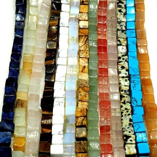 ICNWAY Gemstone Natural agate quartz tiger-eye 6*6mm square Beads Making Jewelry DIY Necklace Bracelet 15inch