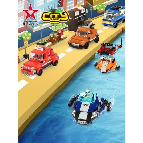 Engineering Transport Truck Building Blocks Delivery Vehicle Car Speed Boat Taxi Bricks Set Educational DIY Toys Child Boy Gifts