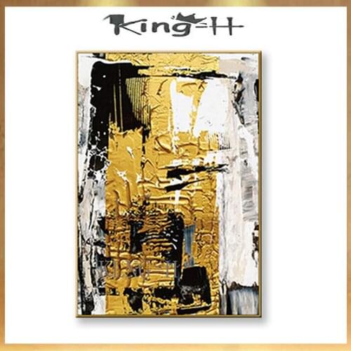 Thick oil pictures Handmade canvas oil painting abstract yellow landscape wall art poster for living room bedroom Entrance