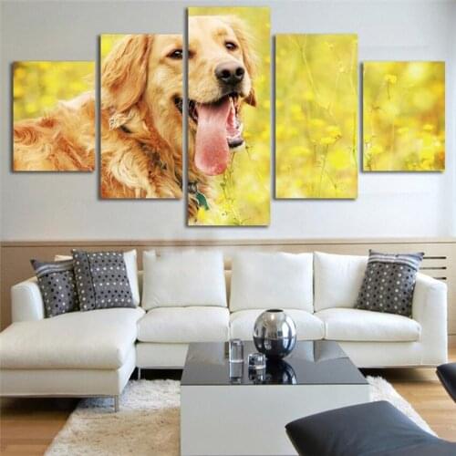 Hd Animal Canvas Painting 5 Piece Set Pet Dog Wall Art Painting Poster Home Decoration Wall Art Decor Picture for Living Room